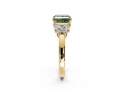 Solitaire Engagement Ring Setting for Fancy Green Princess Cut Center with Marquise Flower Shoulders and Prong Head in Yellow Gold