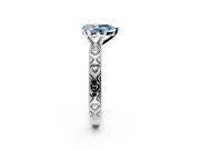 Solitaire Engagement Ring Setting for Fancy Blue Pear-Shaped Center with XO Engraved Band and Prong Head in Platinum