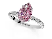 Solitaire Engagement Ring Setting for Fancy Pink Pear-Shaped Center with Micro Pave Band and Prong Head in Sterling Silver
