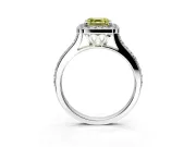 Halo Engagement Ring Setting for Fancy Yellow Asscher Cut Center with Pave Accents, Heart Basket and Prong Head in White Gold