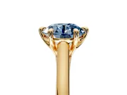 Solitaire Engagement Ring Setting for Fancy Blue Round Cut Center with Cathedral Band and Prong Head in Yellow Gold