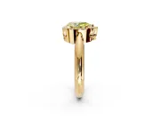 Halo Engagement Ring Setting for Fancy Yellow Pear-Shaped Center with Tapered Plain Band and Prong Head in Yellow Gold