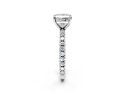 Solitaire Engagement Ring Setting for Princess Cut Center with Fine Pave Band and Claw Prong Head in Sterling Silver