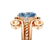 Solitaire Engagement Ring Setting for Fancy Blue Radiant Cut Center with Twisted Band and Scroll Prong Head in Rose Gold