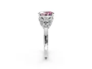 Leaf Cluster Engagement Ring Setting for Fancy Pink Oval Center with Marquise Accents and Prong Head in Platinum