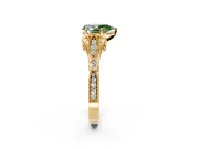 Solitaire Engagement Ring Setting for Fancy Green Pear-Shaped Center with Marquise and Bezel Accents and Prong Head in Yellow Gold