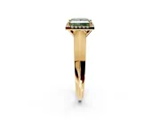 Halo Engagement Ring Setting for Fancy Green Princess Cut Center with Knife Ridge Cathedral Band and Prong Head in Yellow Gold