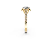 Floral Engagement Ring Setting for Round Cut Center with Four Accent Clusters and Prong Head in Yellow Gold