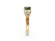 Cluster Engagement Ring Setting for Fancy Green Cushion Cut Center with Round Cut Accent Frame and Prong Head in Yellow Gold