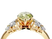 Leaf Cluster Engagement Ring Setting for Fancy Yellow Marquise Center with Marquise Accents and Prong Head in Yellow Gold
