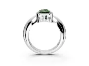 Halo Engagement Ring Setting for Fancy Green Radiant Cut Center with Tapered Plain Band and Prong Head in White Gold