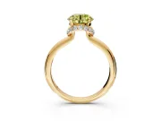 Hidden Halo Engagement Ring Setting for Fancy Yellow Round Cut Center with Plain Rounded Band and Prong Head in Yellow Gold