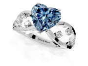 Solitaire Engagement Ring Setting for Fancy Blue Heart-Shaped Center with Criss-Cross Accent Band and Prong Head in White Gold