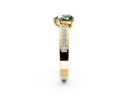 Solitaire Engagement Ring Setting for Fancy Green Heart-Shaped Center with Princess Cut Channel Band and Prong Head in Yellow Gold
