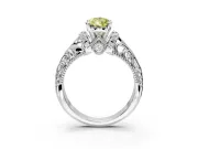 Solitaire Engagement Ring Setting for Fancy Yellow Pear-Shaped Center with Filigree Accent Basket and Prong Head in Platinum