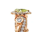 Milgrain Halo Engagement Ring Setting for Fancy Yellow Pear-Shaped Center with Shoulder Bezels and Prong Head in Rose Gold