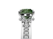 Solitaire Engagement Ring Setting for Fancy Green Cushion Cut Center with Raised Channel Band and Prong Head in Platinum
