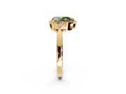 Cluster Engagement Ring Setting for Fancy Green Pear-Shaped Center with Milgrain Shoulder Clusters and Prong Head in Yellow Gold