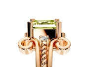 Solitaire Engagement Ring Setting for Fancy Yellow Asscher Cut Center with Twisted Band and Scroll Prong Head in Rose Gold