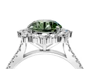 Halo Engagement Ring Setting for Fancy Green Round Cut Center with Single-Row Pave, Open Basket and Prong Head in Platinum