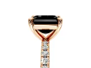Solitaire Engagement Ring Setting for Fancy Black Asscher Cut Center with Fine Pave Narrow Band and Prong Head in Rose Gold