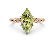 Solitaire Engagement Ring Setting for Fancy Yellow Marquise Center with Bezel-Dot Beaded Band and Prong Head in Rose Gold