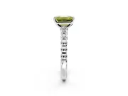 Solitaire Engagement Ring Setting for Fancy Yellow Emerald Cut Center with Bezel-Dot Beaded Band and Prong Head in Platinum
