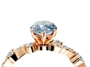Solitaire Engagement Ring Setting for Fancy Blue Marquise Center with Bar-Station Pave Twist and Prong Head in Rose Gold