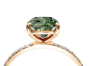 Solitaire Engagement Ring Setting for Fancy Green Cushion Cut Center with Pave Accents and Prong Head in Rose Gold