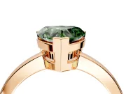 Solitaire Engagement Ring Setting for Fancy Green Heart-Shaped Center with Plain Band and Flat Tab Prong Head in Rose Gold