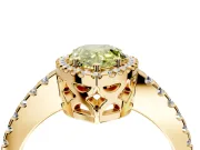 Accent Halo Engagement Ring Setting for Fancy Yellow Pear-Shaped Center with Full-Length Pave Band and Prong Head in Yellow Gold