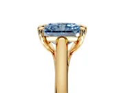 Solitaire Engagement Ring Setting for Fancy Blue Radiant Cut Center with Cathedral Band and Prong Head in Yellow Gold