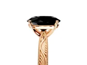 Solitaire Engagement Ring Setting for Fancy Black Oval Center with Engraved Milgrain Band and Prong Head in Rose Gold