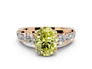 Solitaire Engagement Ring Setting for Fancy Yellow Oval Center with Graduated Shared Prongs and Prong Head in Rose Gold