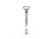 Open Basket Engagement Ring Setting for Asscher Cut Center with Pave Band and Prong Head in White Gold