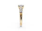 5 Stone Engagement Ring Setting for Princess Cut Center with Graduated Accents and Prong Head in Yellow Gold