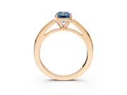 Solitaire Engagement Ring Setting for Fancy Blue Emerald Cut Center with Flat-Sided Plain Band and Prong Head in Rose Gold