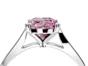Solitaire Engagement Ring Setting for Fancy Pink Cushion Cut Center with Tapered Shoulders and Prong Head in Platinum