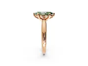Solitaire Engagement Ring Setting for Fancy Green Marquise Center with Reverse Tapered Band and Prong Head in Rose Gold