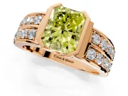 Bezel Engagement Ring Setting for Fancy Yellow Radiant Cut Center with Wide Channel-Set Band and Bezel Head in Rose Gold
