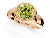 Solitaire Engagement Ring Setting for Fancy Yellow Round Cut Center with Wide Band and Bezel Head in Rose Gold