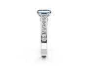 Solitaire Engagement Ring Setting for Fancy Blue Emerald Cut Center with Channel Band and Double Claw Prong Head in Sterling Silver