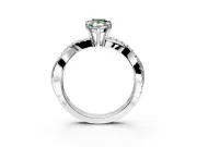 Crossover Engagement Ring Setting for Fancy Green Pear-Shaped Center with Pave and Plain Strands and Prong Head in Sterling Silver