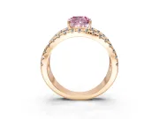Solitaire Engagement Ring Setting for Fancy Pink Cushion Cut Center with Wide-Open Split Shank and Prong Head in Rose Gold