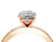 Solitaire Engagement Ring Setting for Radiant Cut Center with Channel Baguette Band and Prong Head in Rose Gold