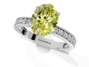 Milgrain Pave Engagement Ring Setting for Fancy Yellow Oval Center with Accent Band and Prong Head in Sterling Silver