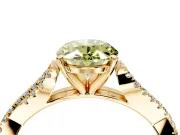 Solitaire Engagement Ring Setting for Fancy Yellow Oval Center with Twisted Pave Split Shank and Prong Head in Yellow Gold