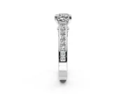 Solitaire Engagement Ring Setting for Cushion Cut Center with Channel Band and Double Claw Prong Head in Platinum