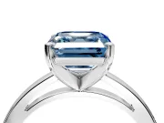 Solitaire Engagement Ring Setting for Fancy Blue Asscher Cut Center with Basket Rail and Prong Head in Platinum