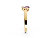 Solitaire Engagement Ring Setting for Fancy Pink Heart-Shaped Center with Tapered Split Shoulders and Prong Head in Yellow Gold